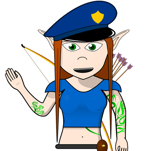 Art féminin de dessin animé d’officier de police